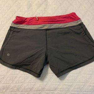 Size 6 grey and pink Lululemon shorts
